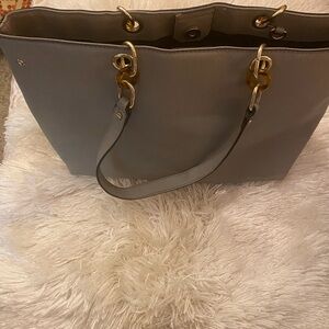 New York & Company Gray Tote with Gold Accents